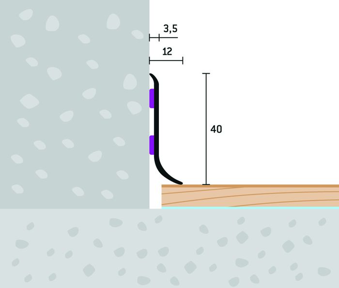 Eurofinal 40x12 mm | Soklový profil samolepiaci