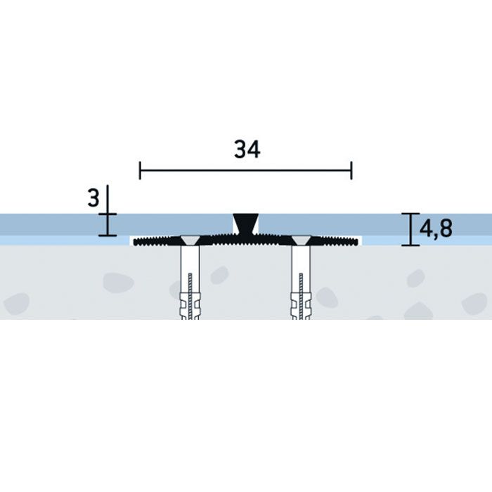 Eurofinal 34x4,8x3 mm | Prechodový profil vŕtaný špecifický