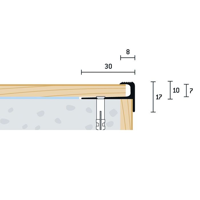 Eurofinal 30x17x7 mm | Schodový profil vŕtaný