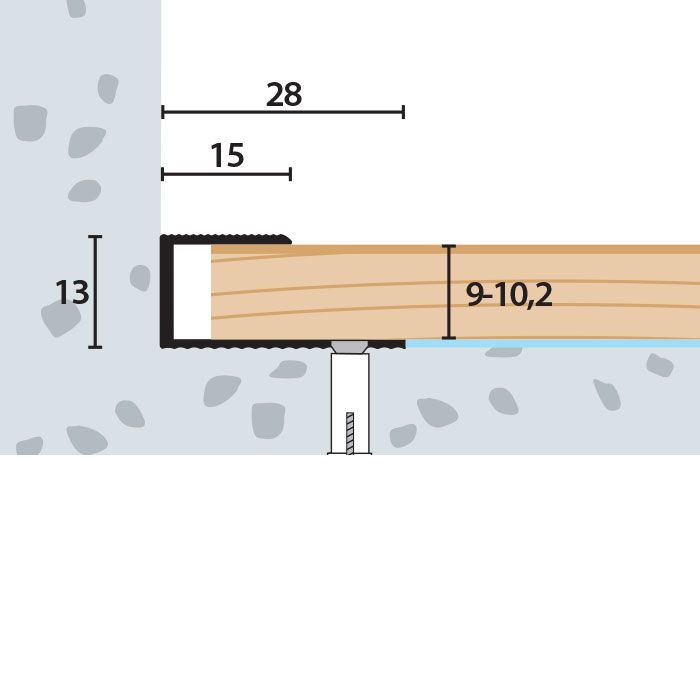 Eurofinal 28x13x9-10,2 mm | Ukončovací profil vŕtaný