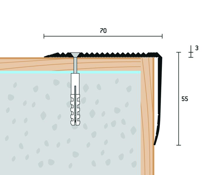 Eurofinal 70x55 mm | Schodová hrana vŕtaná